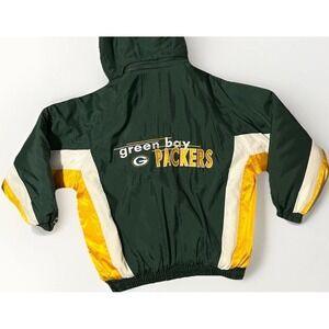 Green Bay Packers NFL Vtg Puffer Jacket Men's XL Quilt Lined Full Zip 90s EUC